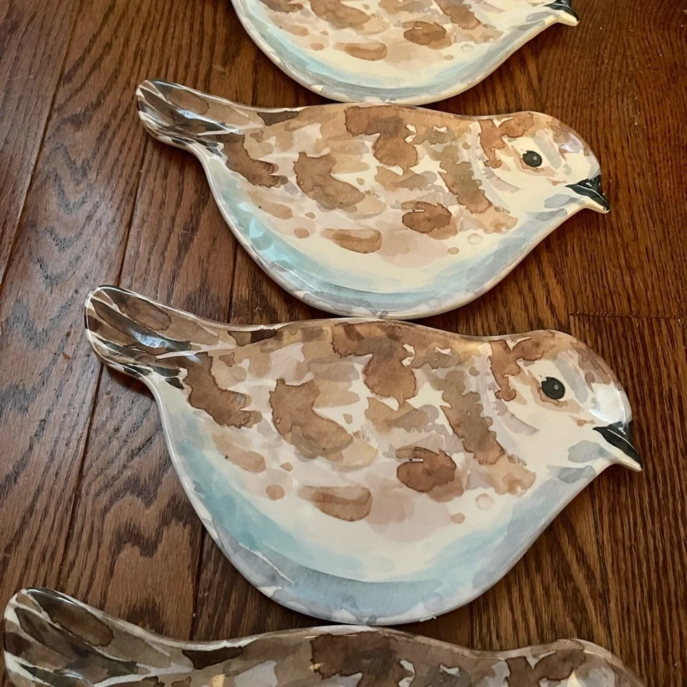 Set of Bird-Shaped Melamine Plates (5)